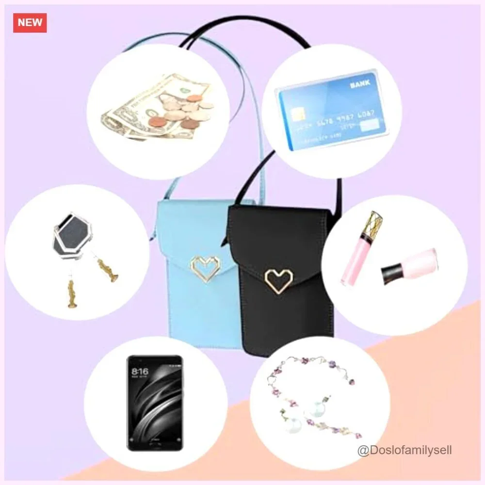 Leather Crossbody Phone Purse with Clear Touch Screen Window